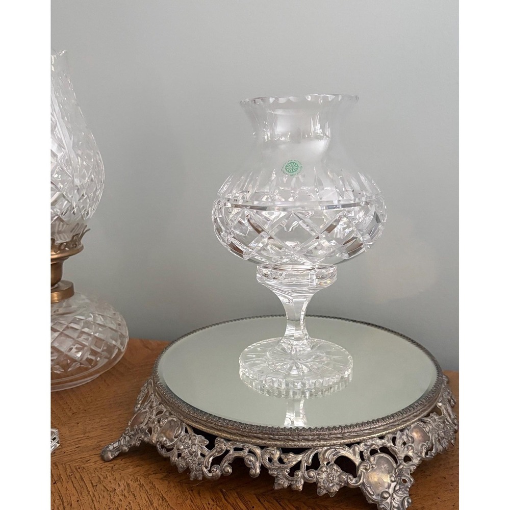 Galway Crystal Hurricane Candle Cut Crystal Pedestal Hurricane Ireland READ